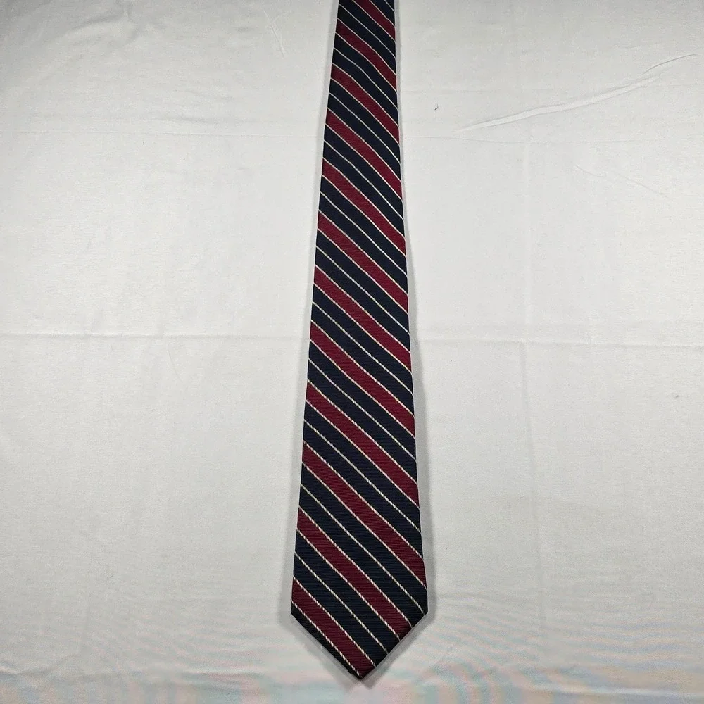 Count Dino‎ Italian Style Tie Navy Burgundy Stripe Men's Business Classic
